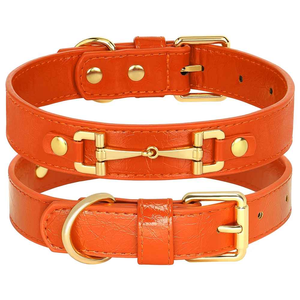 colliers cuir pour chiens collierazor orange