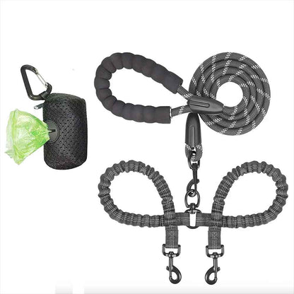 laisse double pour chien noir