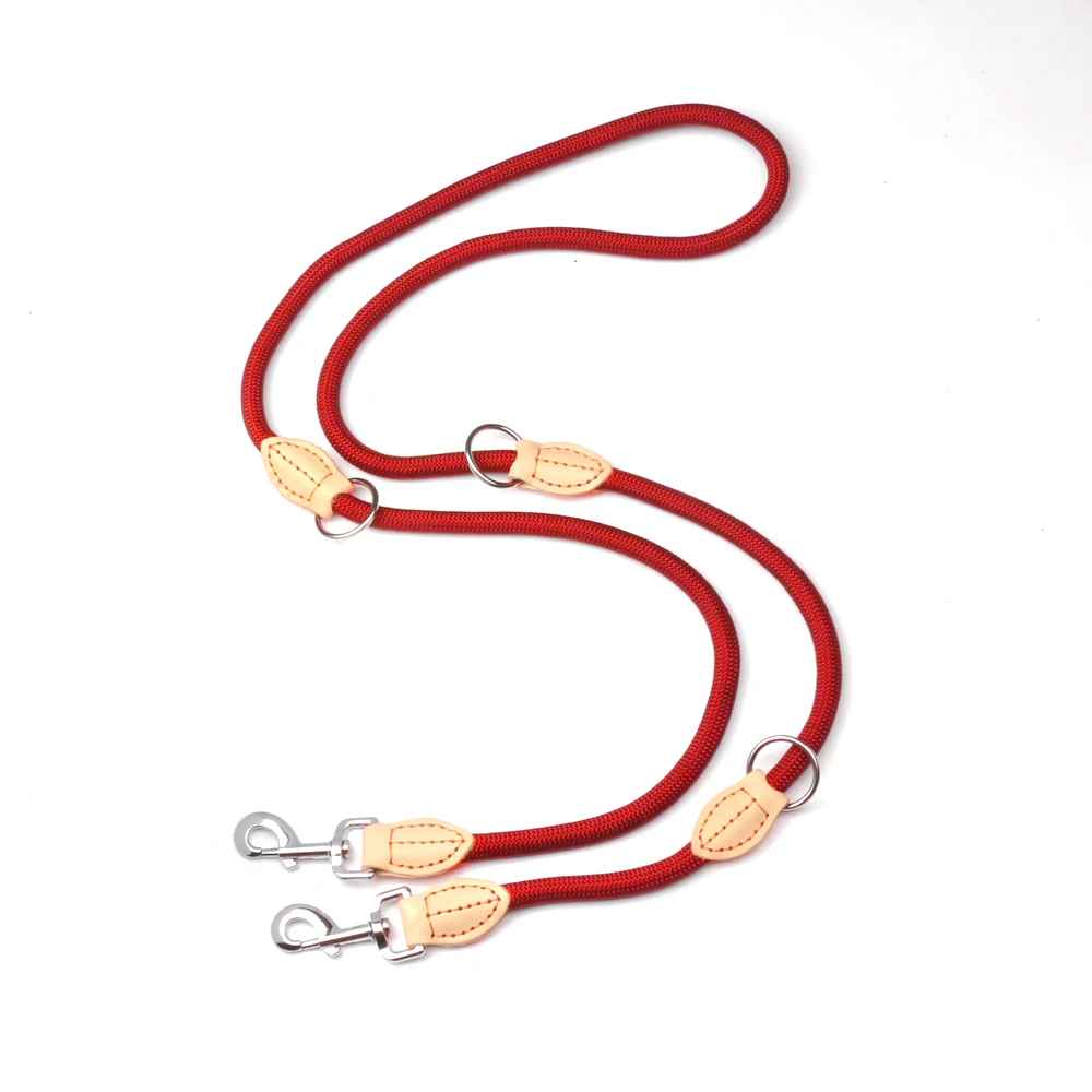 laisse double pour chien rouge